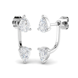 Diamond Pear Ear Jacket Earrings