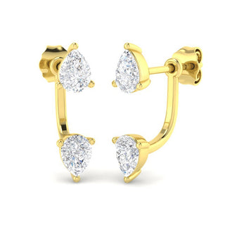 Diamond Pear Ear Jacket Earrings