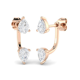 Diamond Pear Ear Jacket Earrings