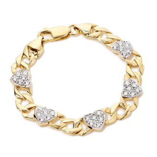 CZ Pave Heart Chain Bracelet