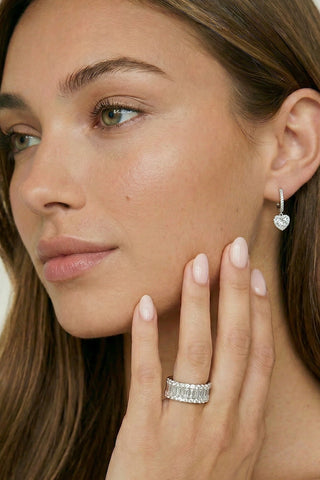 Diamond Heart Drop Earrings