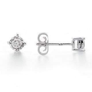Solitaire Earrings in Illusion Setting - White Gold