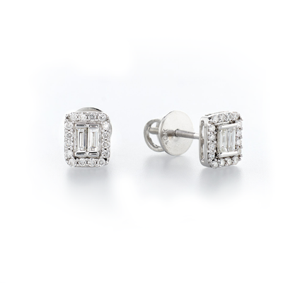 Emerald Baguette Studs