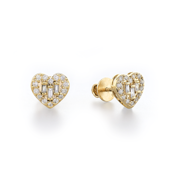 Heart Baguette Studs