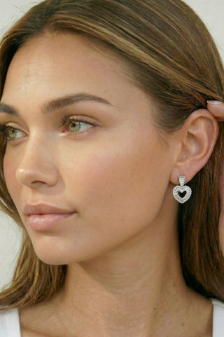 Heart Baguette Drop Earrings