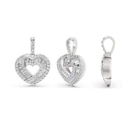 Open Heart Baguette Pendant
