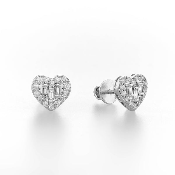 Heart Baguettes Studs