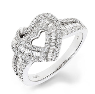 Baguette Open Heart Ring