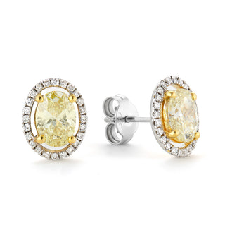 Yellow Diamonds Halo Earrings