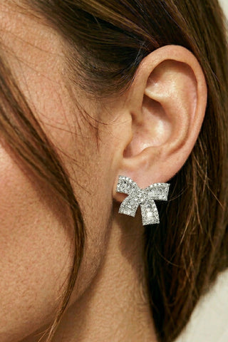 Diamond Baguette Bow Studs