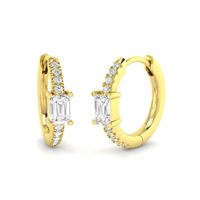 Emerald Diamond Hoop Earrings