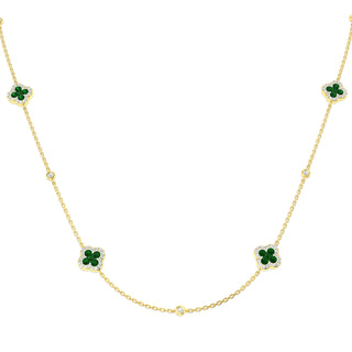 Large Blossom 4-Stone Emerald Necklace