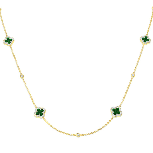 Large Blossom 4-Stone Emerald Necklace