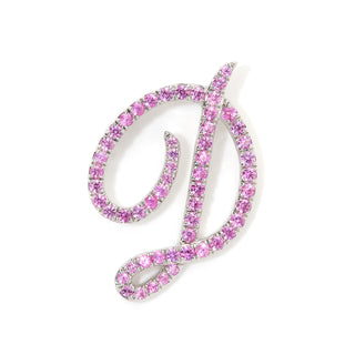 White Gold and Pink Sapphire Italic Initial