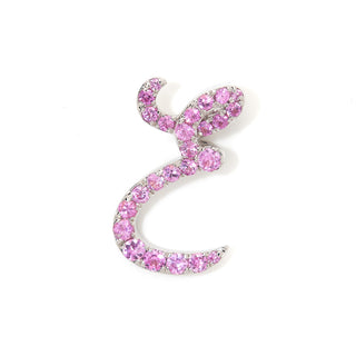 White Gold and Pink Sapphire Italic Initial