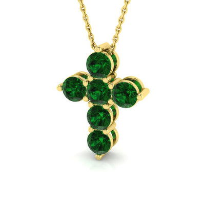 Emerald Mini Cross Pendant