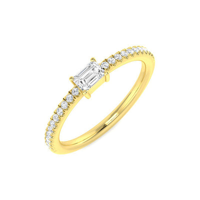 Emerald Diamond Band Ring