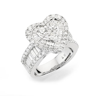 Heart Shaped Baguette Diamond Ring