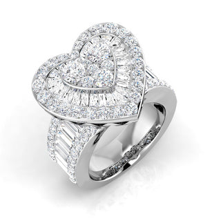 Heart Shaped Baguette Diamond Ring