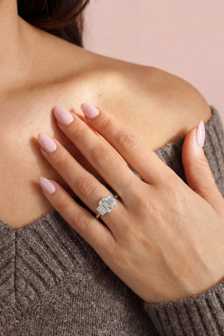 Three Stone Emerald Cut Ring