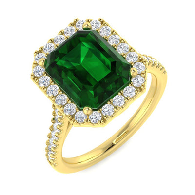 Emerald Halo Diamond Ring