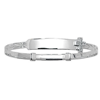 Gold Expandable Baby Bangle with CZ Cross