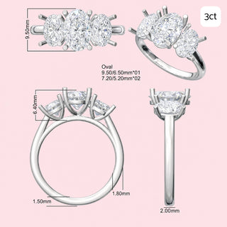 Three Stone Oval Ring