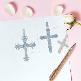 Customised diamond crosses sketch