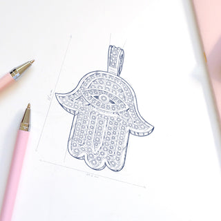 Rankins hamsa hand sketch customised jewellery