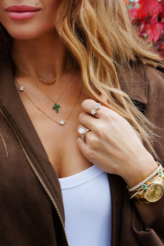 Emerald Mini Cross Pendant