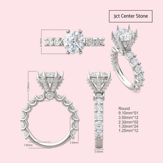 Round Brilliant Diamond Petal Ring