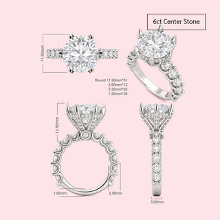 Round Brilliant Diamond Petal Ring