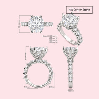 Round Brilliant Diamond Petal Ring