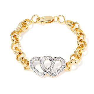 Double CZ Heart Belcher Bracelet