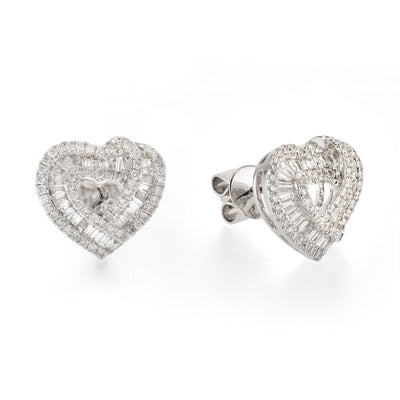 Open Heart Baguette Studs