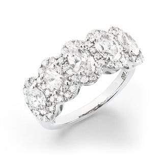 5 Stones Oval Halo Ring